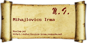 Mihajlovics Irma névjegykártya