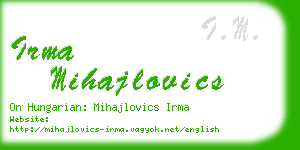 irma mihajlovics business card